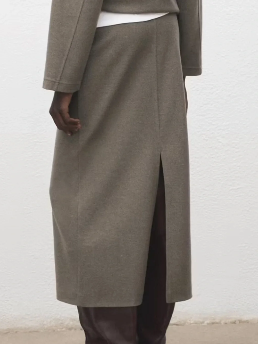 Mango Classic Brown Straight Midi Skirt OPENING PENCIL SKIRT 1287